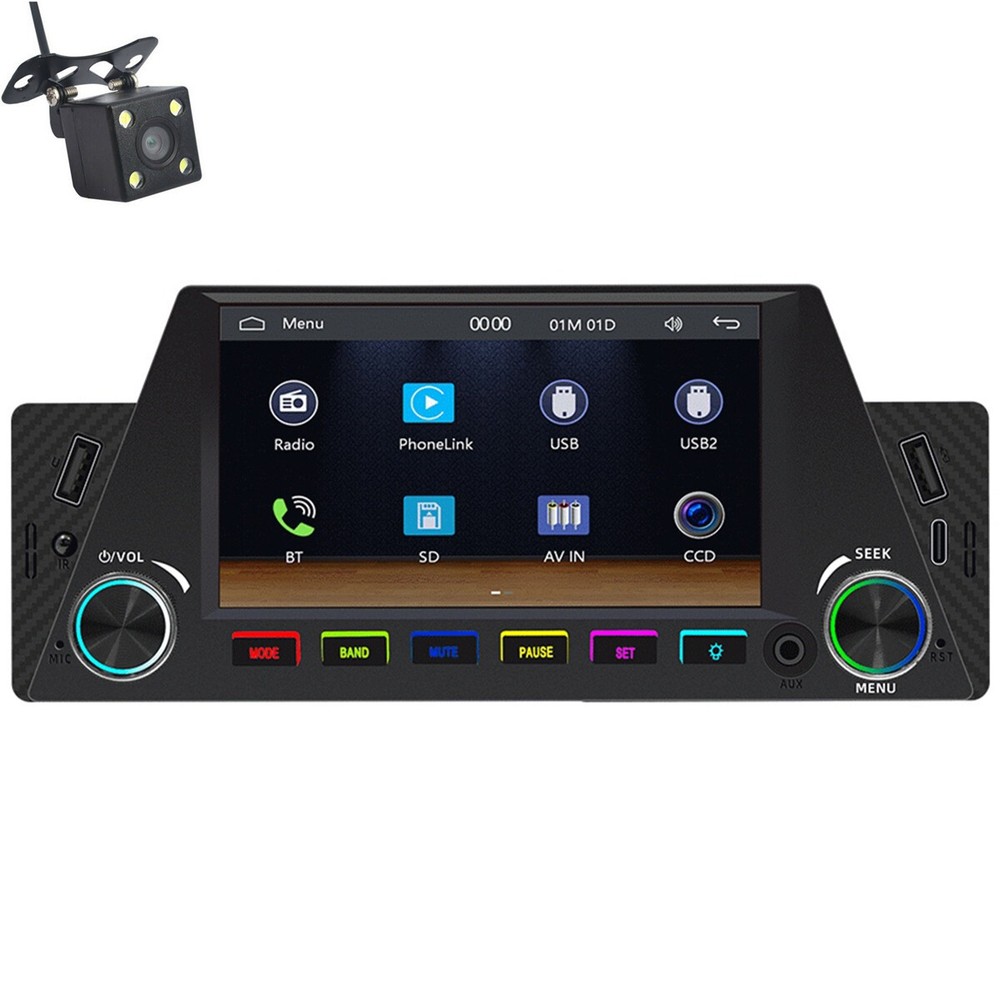 4.7in 1DIN Car Stereo MP5 Player with Bluetooth AUX USB Mirror Link Camera