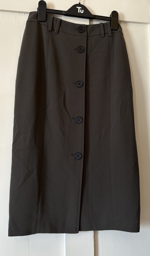 Hobbs Khaki Crepe Pencil Skirt UK8 L27 Fully Lined Small 10