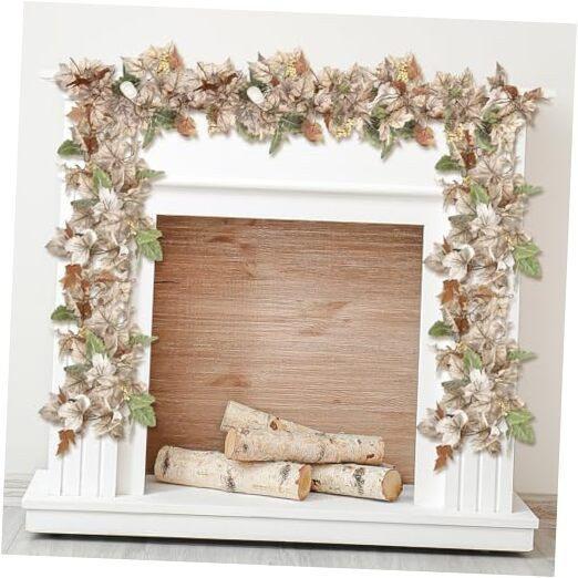 2-Pack 6ft Thanksgiving Fall Leaf Garland with White Pumpkins