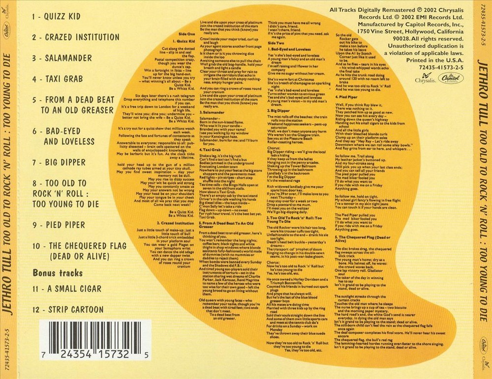 JETHRO TULL TOO OLD TO ROCK 'N' ROLL: TOO YOUNG TO DIE! [BONUS TRACKS] NEW CD