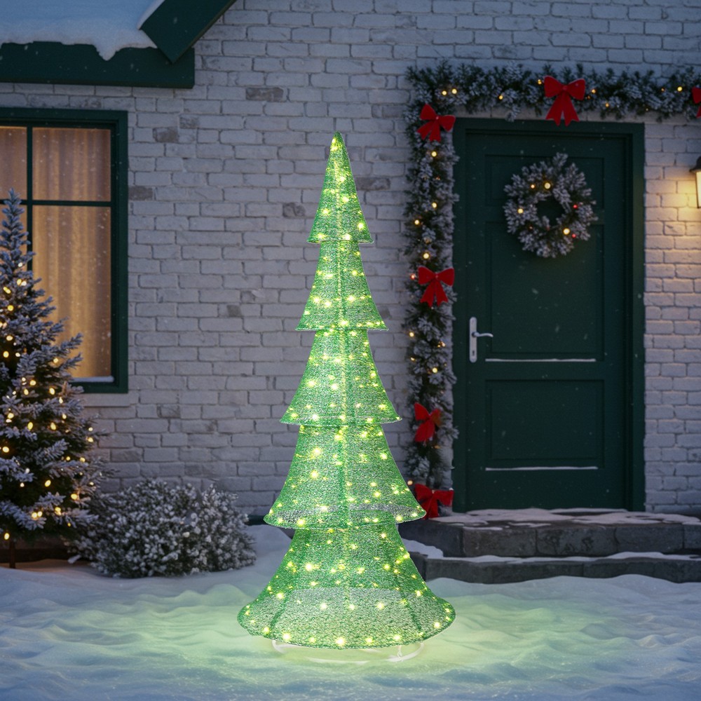 6FT Lighted Christmas Tree Decorations with LED Lights for In/Outdoor Decor