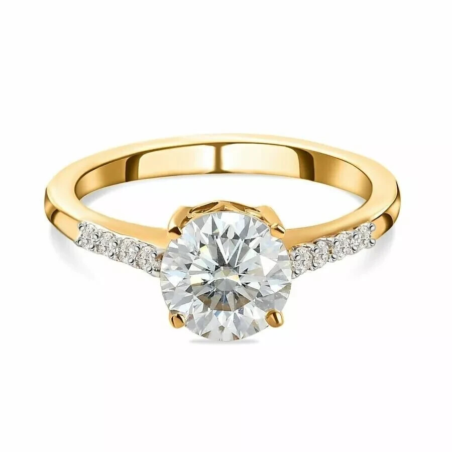 1.50CT Round Cut Lab Created Diamond Women's Wedding Ring 14K Yellow Gold Plated