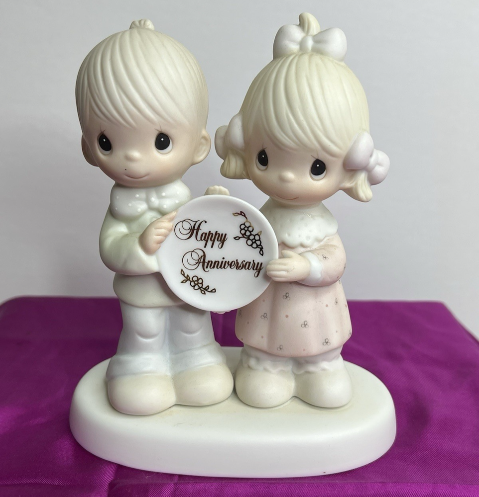 Precious Moments E-2853 Happy Anniversary God Blessed Our Years Together 1983 Figurine