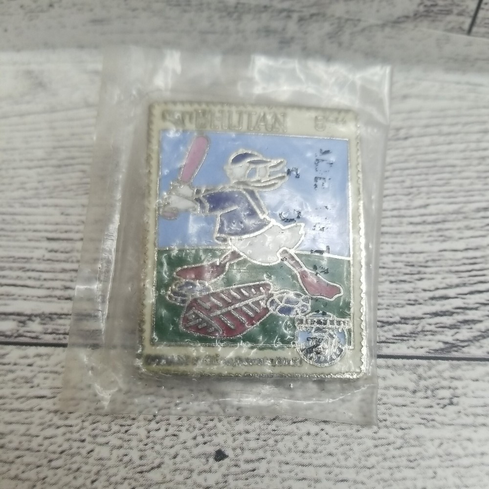 Disney Pin * Donald Baseball Bhutan Stamp