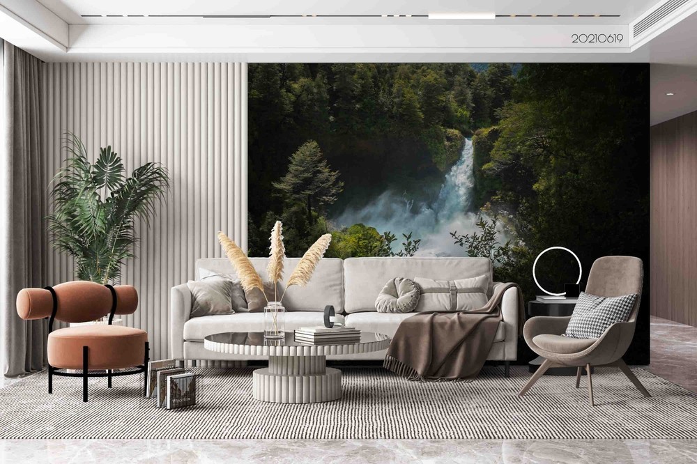 3D Forest Waterfall Landscape Wall Murals Wallpaper Murals Wall Sticker 2