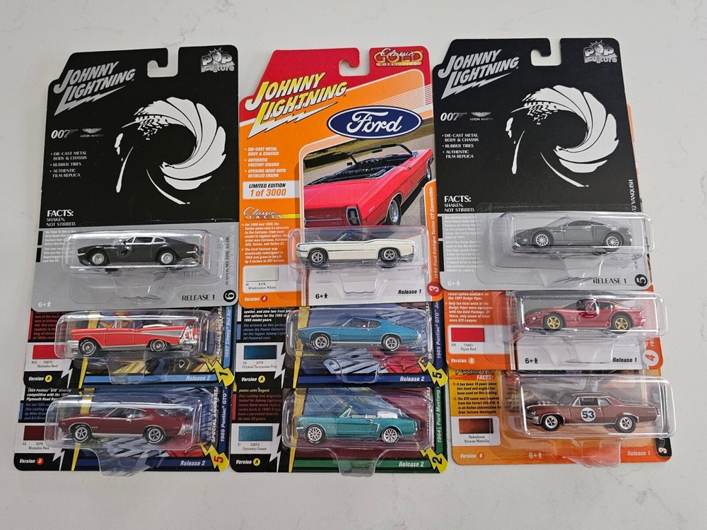 Lot of 9 Johnny Lightning 1:64 Diecast Assorted Cars