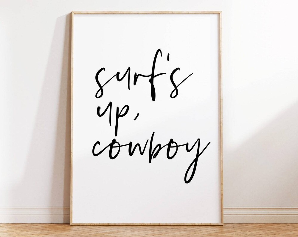 Surfs Up Cowboy Poster Printable Art Coastal Cowboy Art Surfing Home Decor