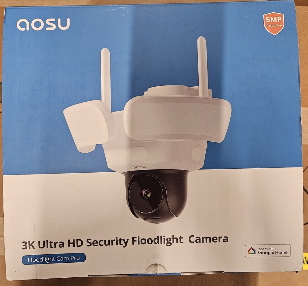 Open box AOSU Floodlight Camera Wired, 3K UHD Security Camera Outdoor, 360°