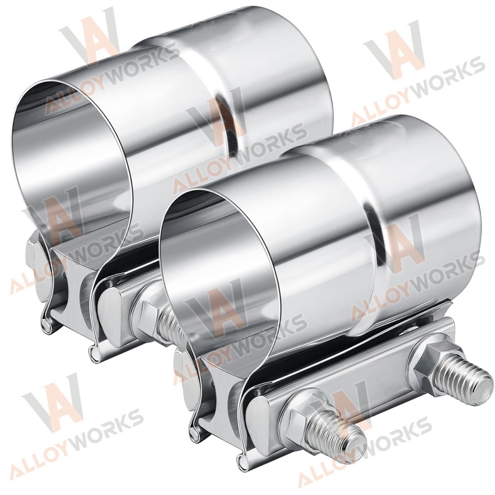 2pcs 2.25 Inch Stainless Steel Lap Joint Exhaust Muffler Pipe Clamp