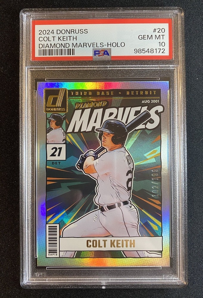 2024 Panini Donruss Diamond Marvels Colt Keith Holo Silver /199 - RC PSA 10 🔥