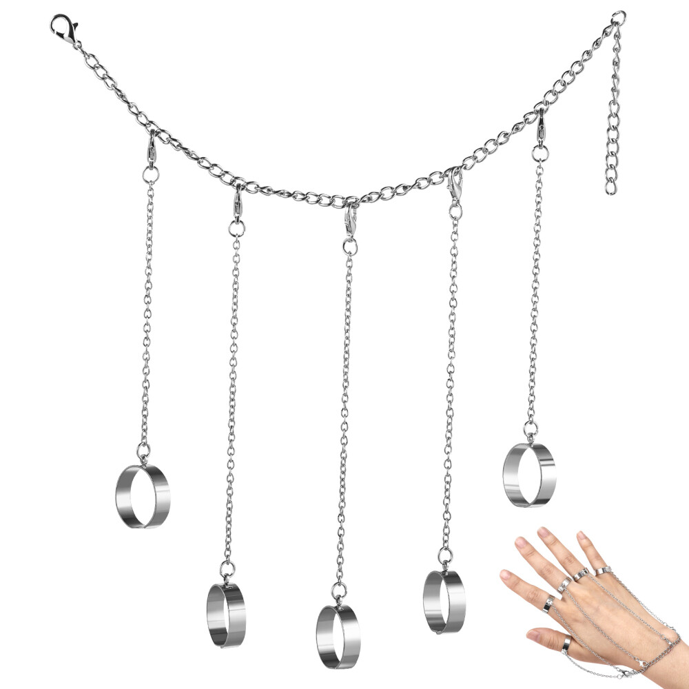 Punk Alloy Hand Jewelry Accessory Vintage Chain Bracelet Finger Rings