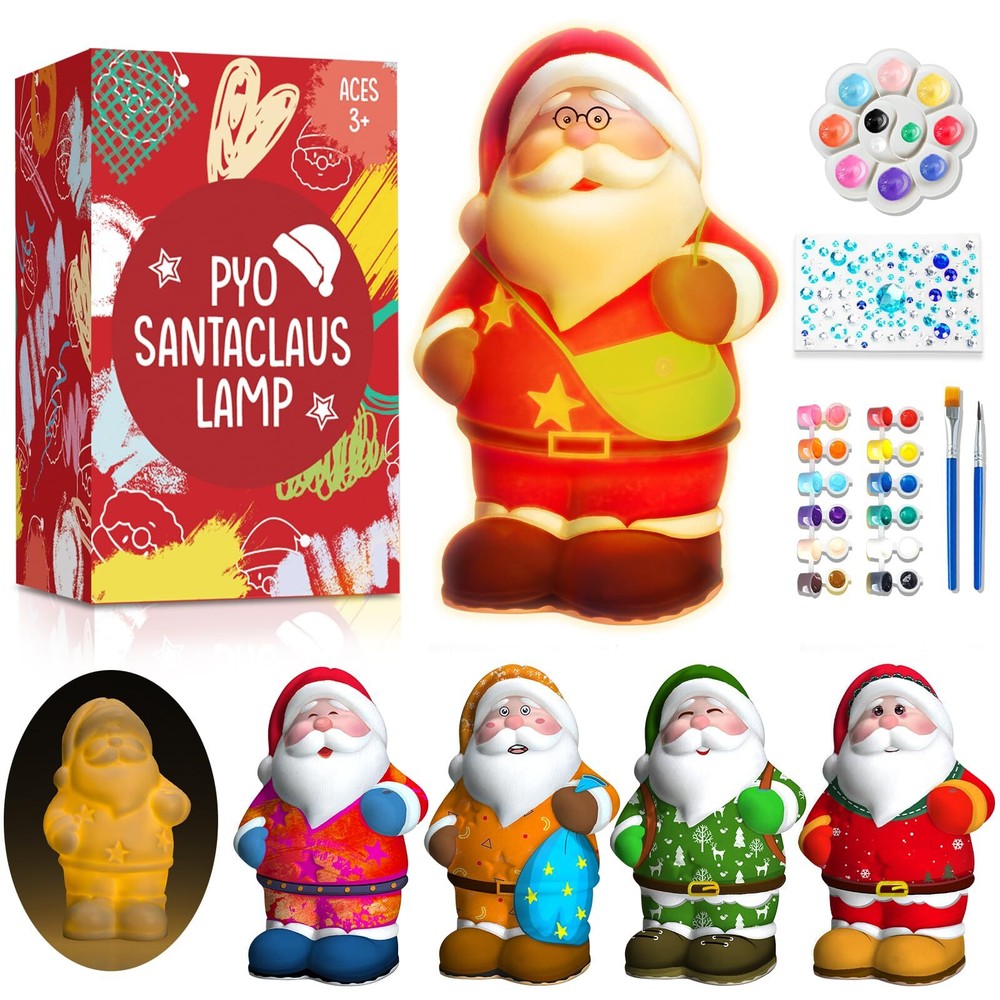 FUNZBO Christmas Crafts for Kids Adults, DIY Santa Claus Figurines, Art Suppl