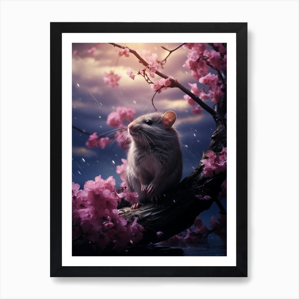 Rat In The Rain Art Print Framed Wall Art Poster Canvas Print Picture