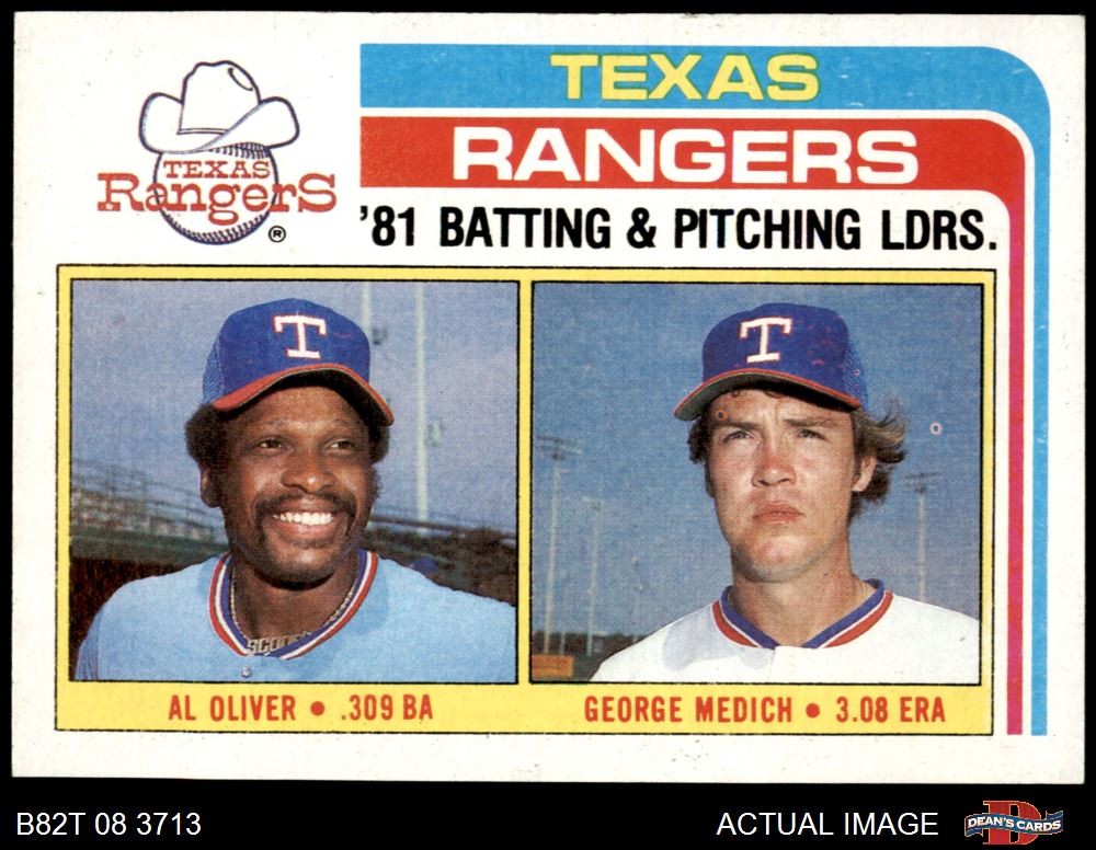 1982 Topps #36 Al Oliver Doc Medich Rangers Leaders 7 NM Baseball Card