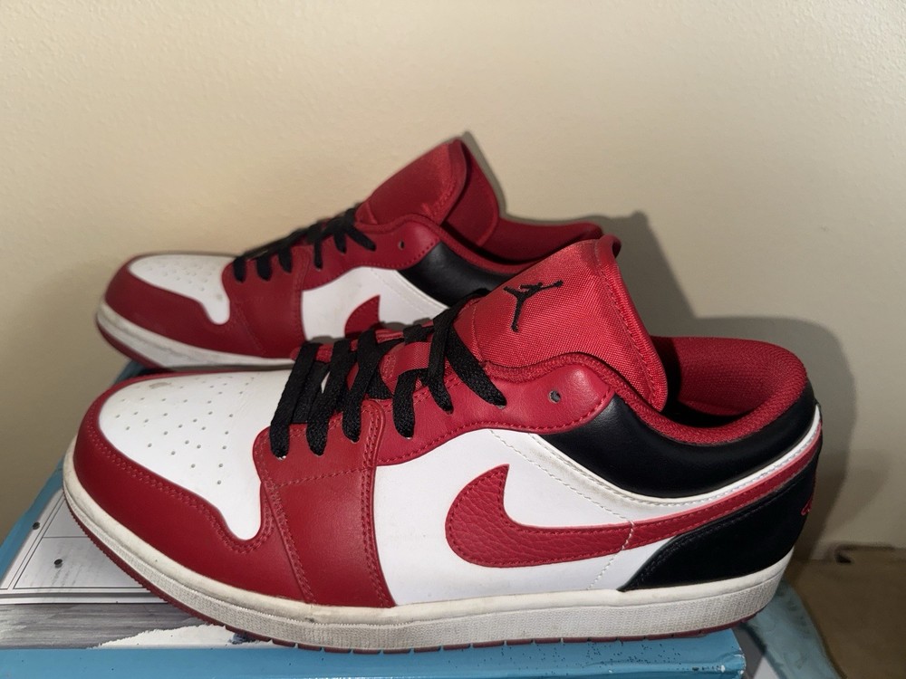Jordan Air Jordan 1 Low Red White Black Low Top Athletic Sneakers