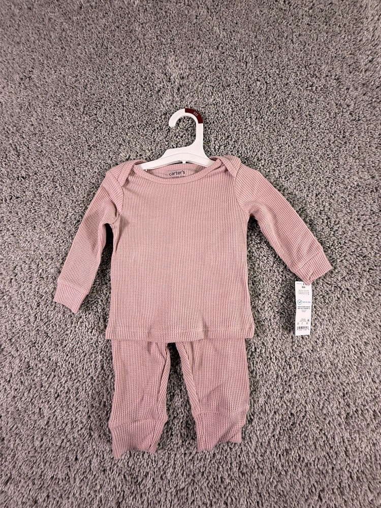 NWT Carter's Just One You 6 Months Pink Waffle Knit Thermal Pajama Set 2pc Snug