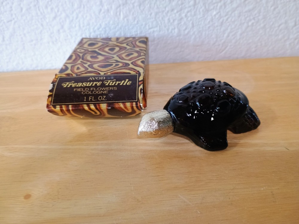 Vintage Avon Treasures Turtle Birds of Paradise Cologne Bottle 1oz Collectible