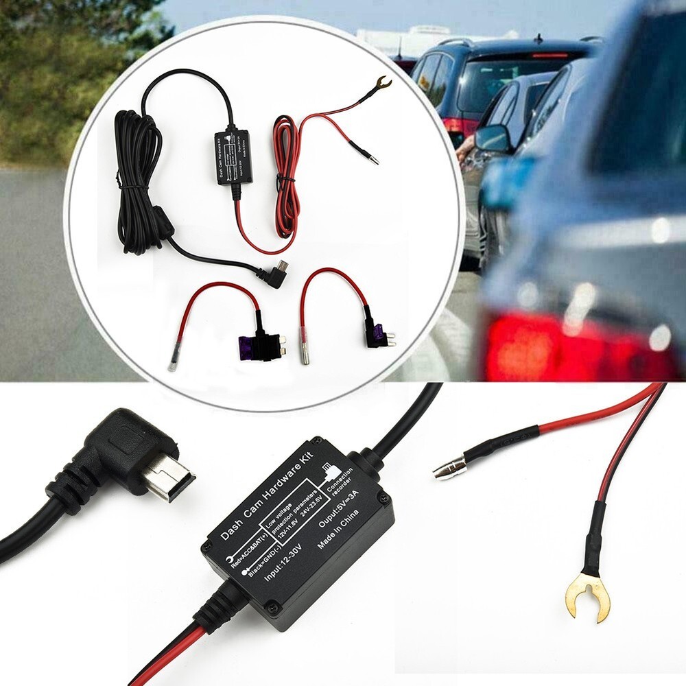 1 SET Hard Wire Fuse Box Car Recorder Dash Cam Hard Wire Kit Mini USB Replace