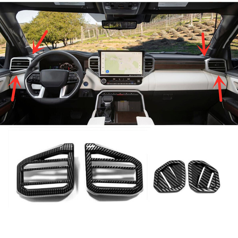 2023-2024 Toyota Sequoia Carbon Fiber Look Dashboard Air Vent Cover Trim - 4pc Set