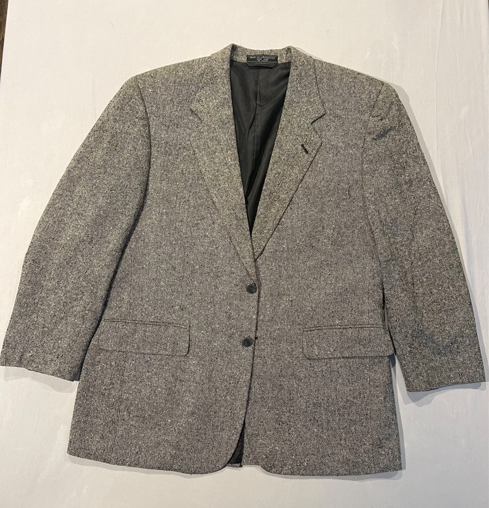Bert Pulitzer Collectors Edition 100% Silk Tweed Gray Men's Blazer Coat Size 42R