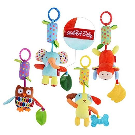 Toys for 0 3 6 9 to 12 Months, Soft Hanging Crinkle Squeaky Sensory Learning