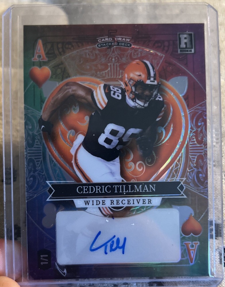 2023 Cedric Tillman AUTO 1/1 Wildcard 5 Card Draw RAINBOW Ace Of Hearts!