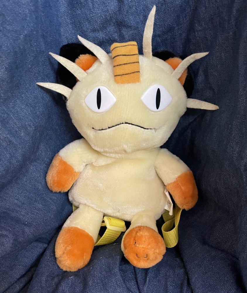 Vintage Rare Pokemon Meowth Plush Backpack Collectible