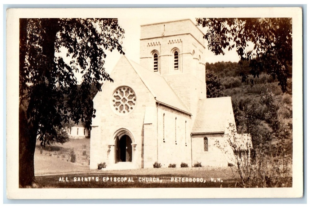 All Saint's Episcopal Church Peterborough New Hampshire NH RPPC Photo Postcard
