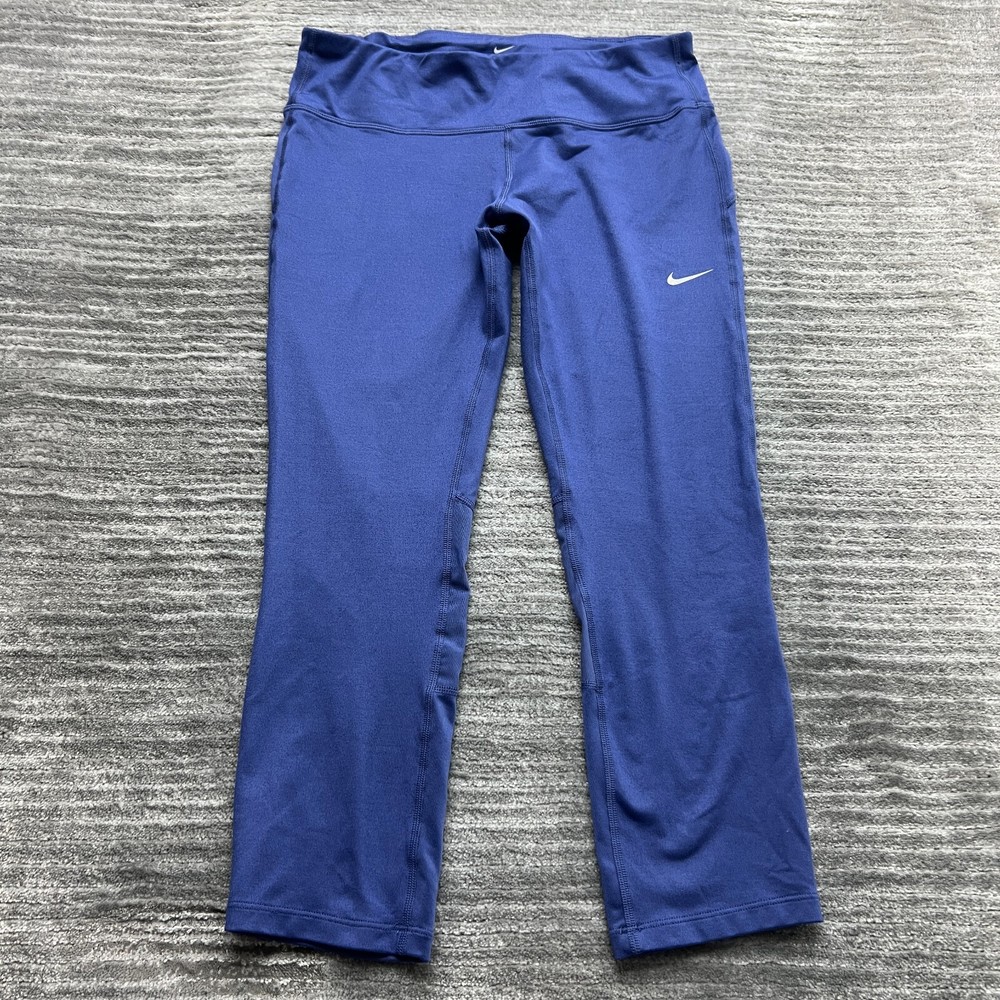 Nike Pants Size M Womens Dri Fit Leggings Active Gym Running Workout Blue