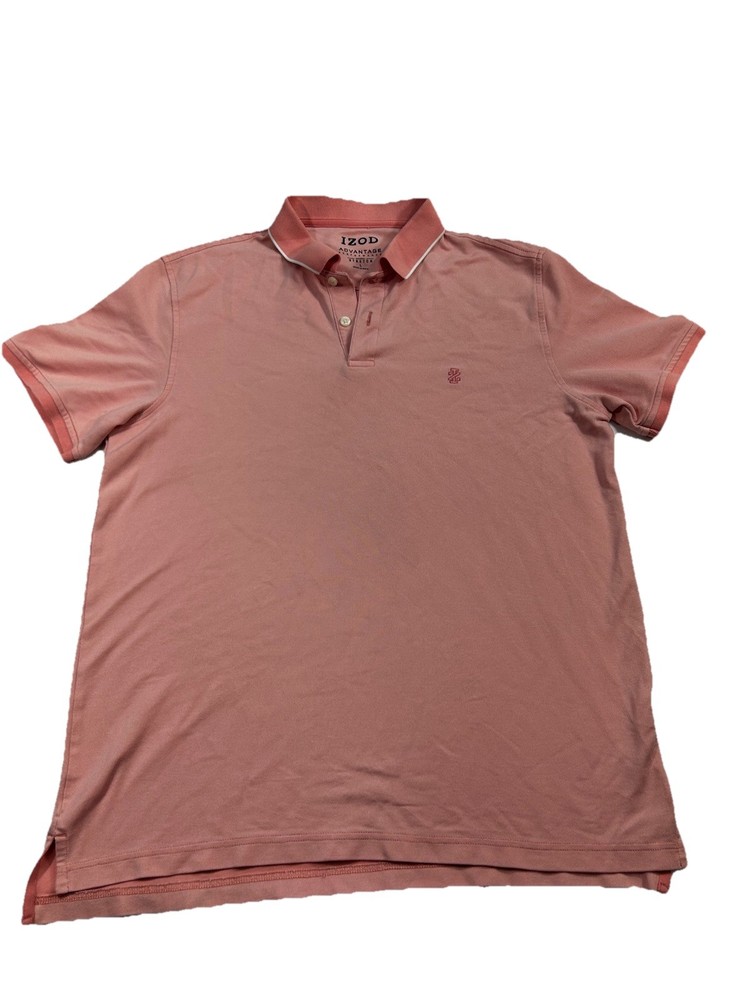 Izod Advantage Performance Men’s Polo Golf Shirt Natural Stretch Pink, Large