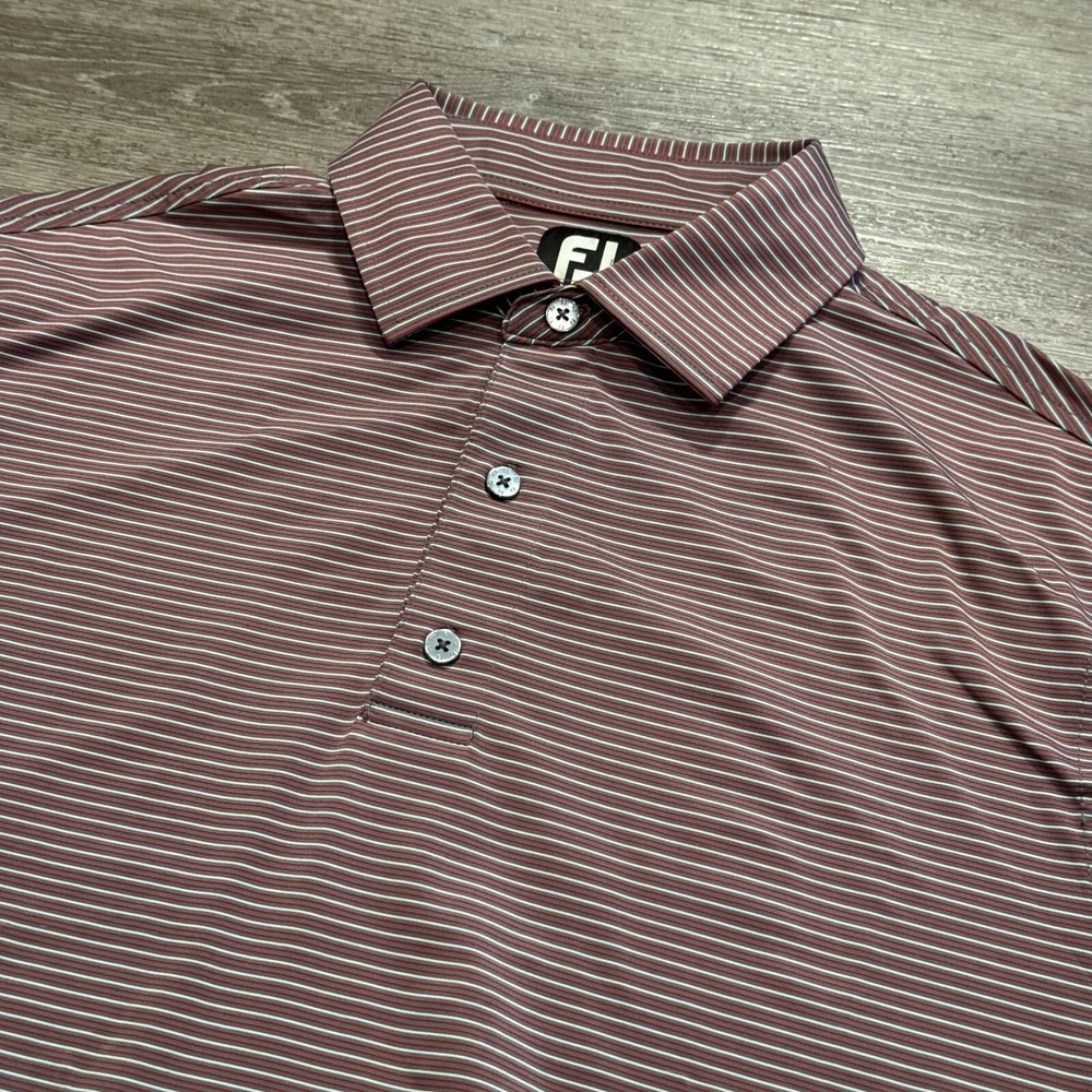 Footjoy Polo shirt Mens Medium Stripe Outdoor Performance Golf Preppy Casual