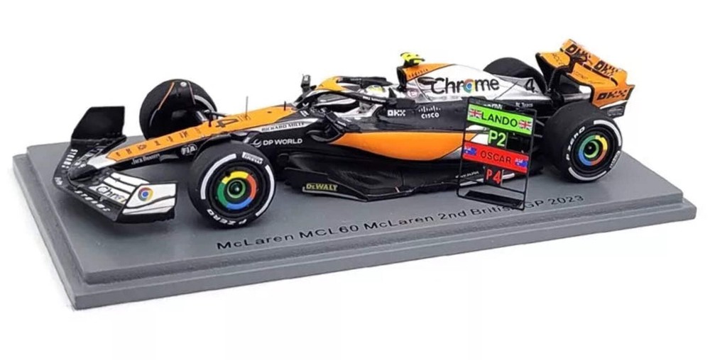 1:43 McLaren MCL60 Lando Norris 2nd Place British GP 2023 with Pit Board