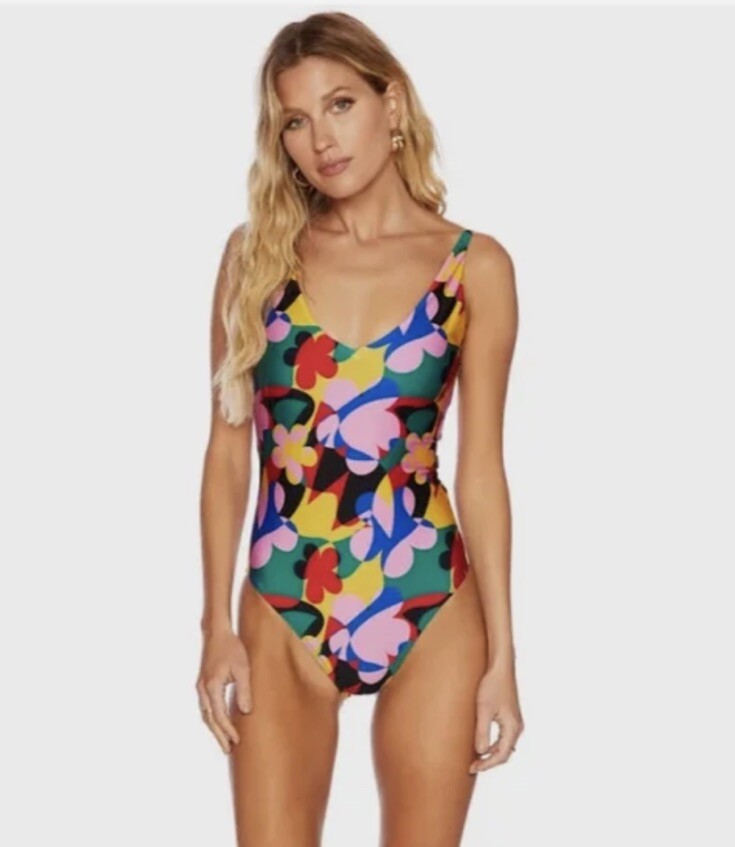 BEACH RIOT Sz M Multicolor Floral One Piece Swimsuit for Women