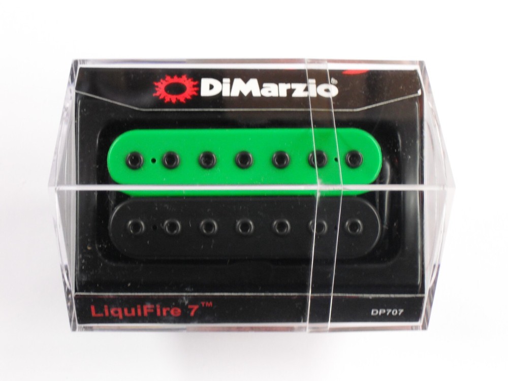 DiMarzio Liquifire 7 String Neck Humbucker Black/Green W/Black Poles DP 707