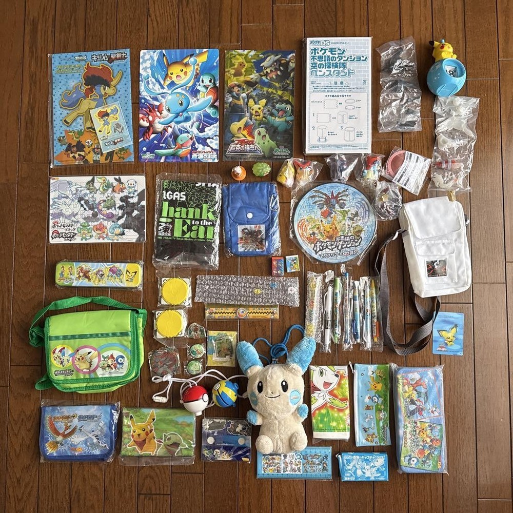 Pokemon Goods Lot of Set Pikachu Manaphy Piplup Pichu Keldeo Minun Stationery
