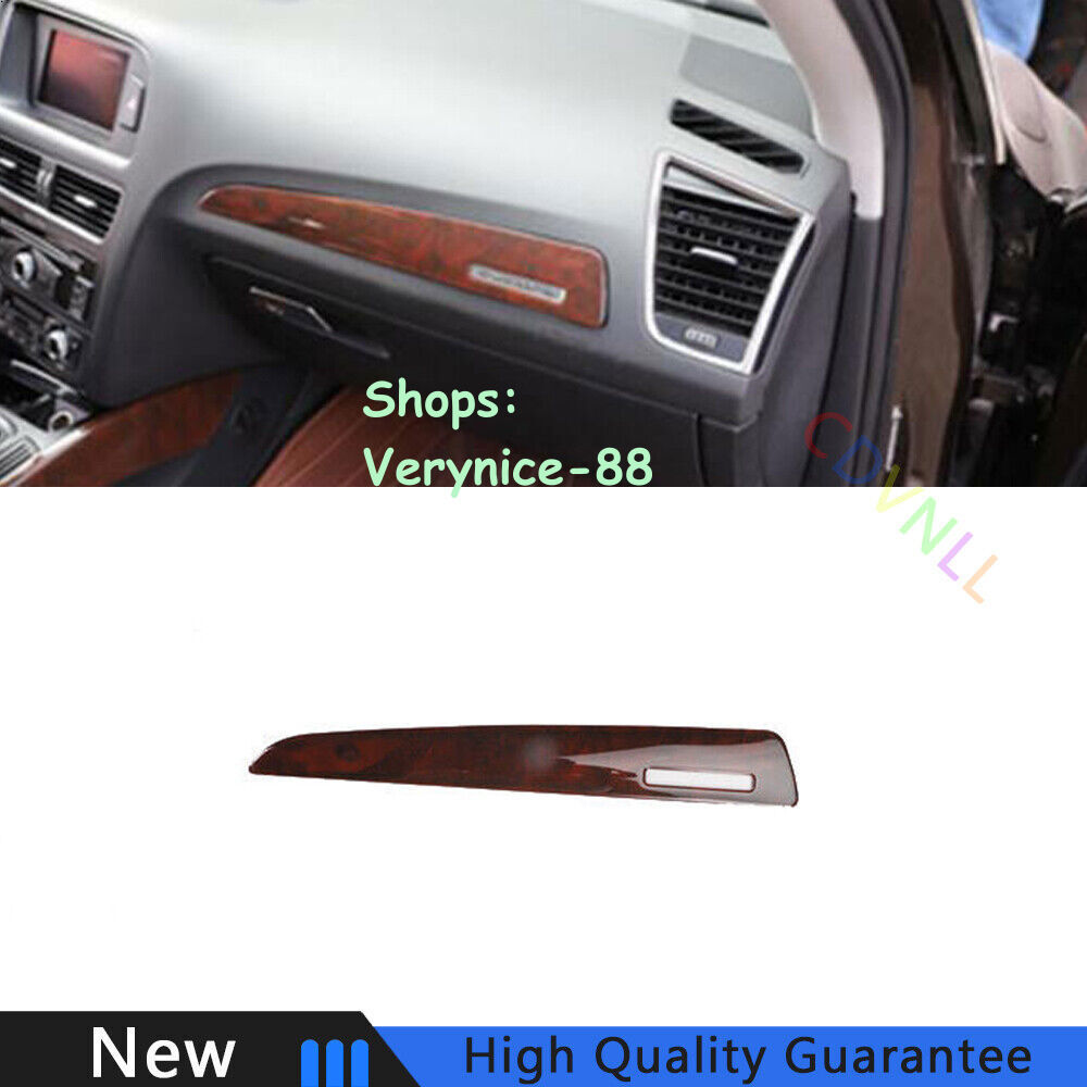 Fit For Audi Q5 2009-2017 Red Wood Grain Console Co-Pilot Strip Cover Trim 1PCS