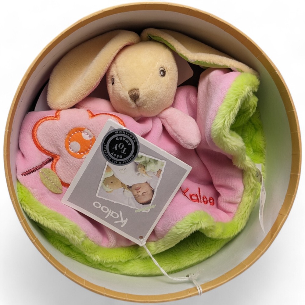 KALOO Sofy Bunny RABBIT LOVEY PLUSH STUFFED ANIMAL Pink Beige Skirt Flower motif