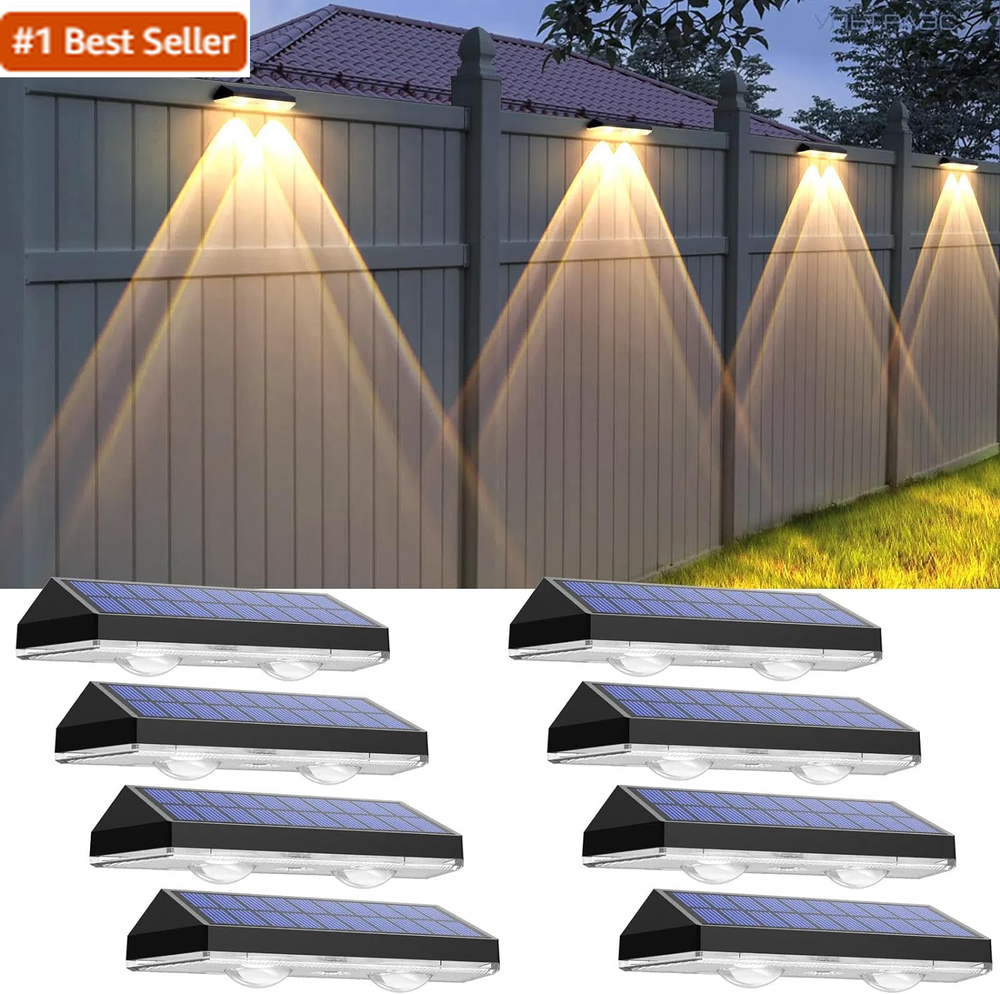 Solar Fence Lights Outdoor with 3 Color Modes 2700K-6000K