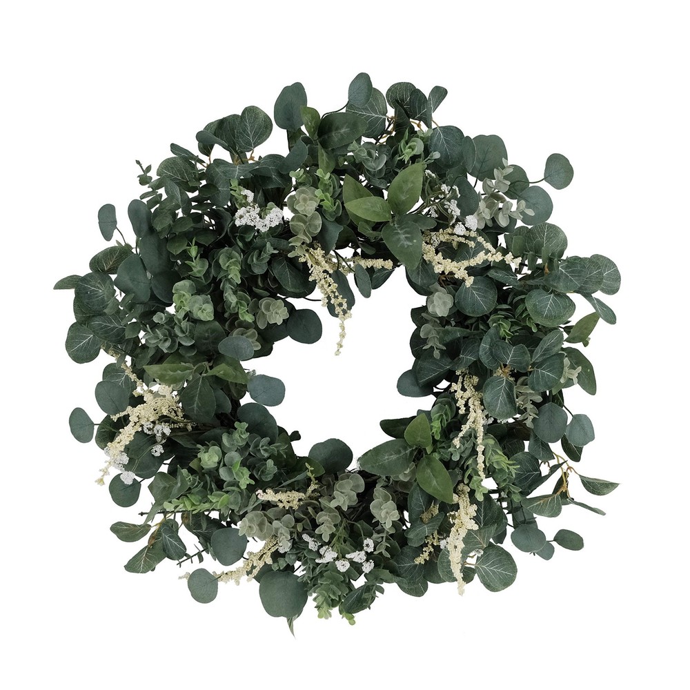 24-Inch Artificial Eucalyptus Spring Wreath for Doors