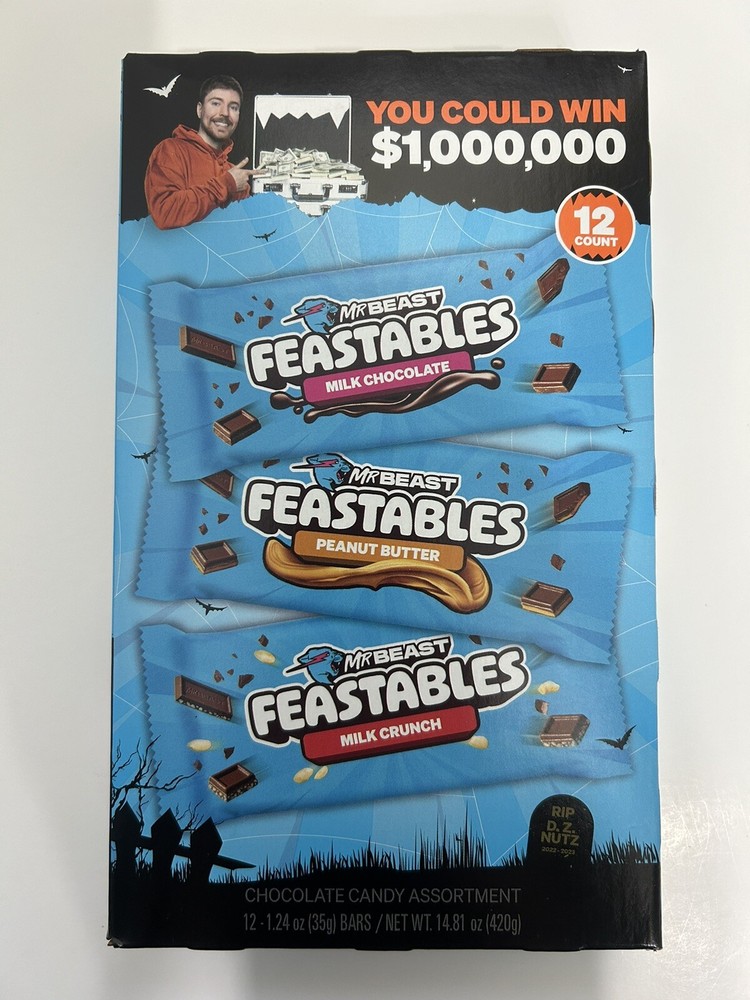 Mr. Beast Feastables 1.24oz 12ct Candy Bars Milk Chocolate Peanut Butter Crunch