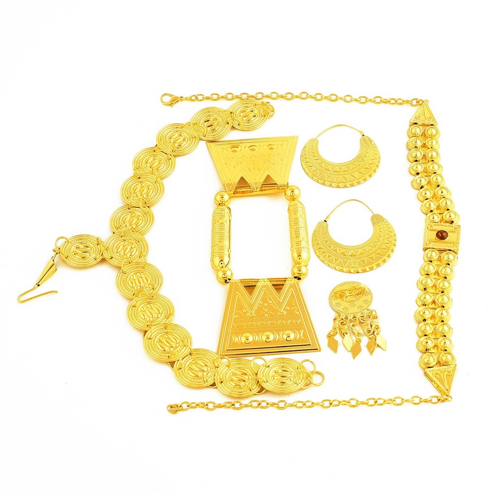 Gold Red Stone Eritrean Women's Traditional Wedding Jewelry Set