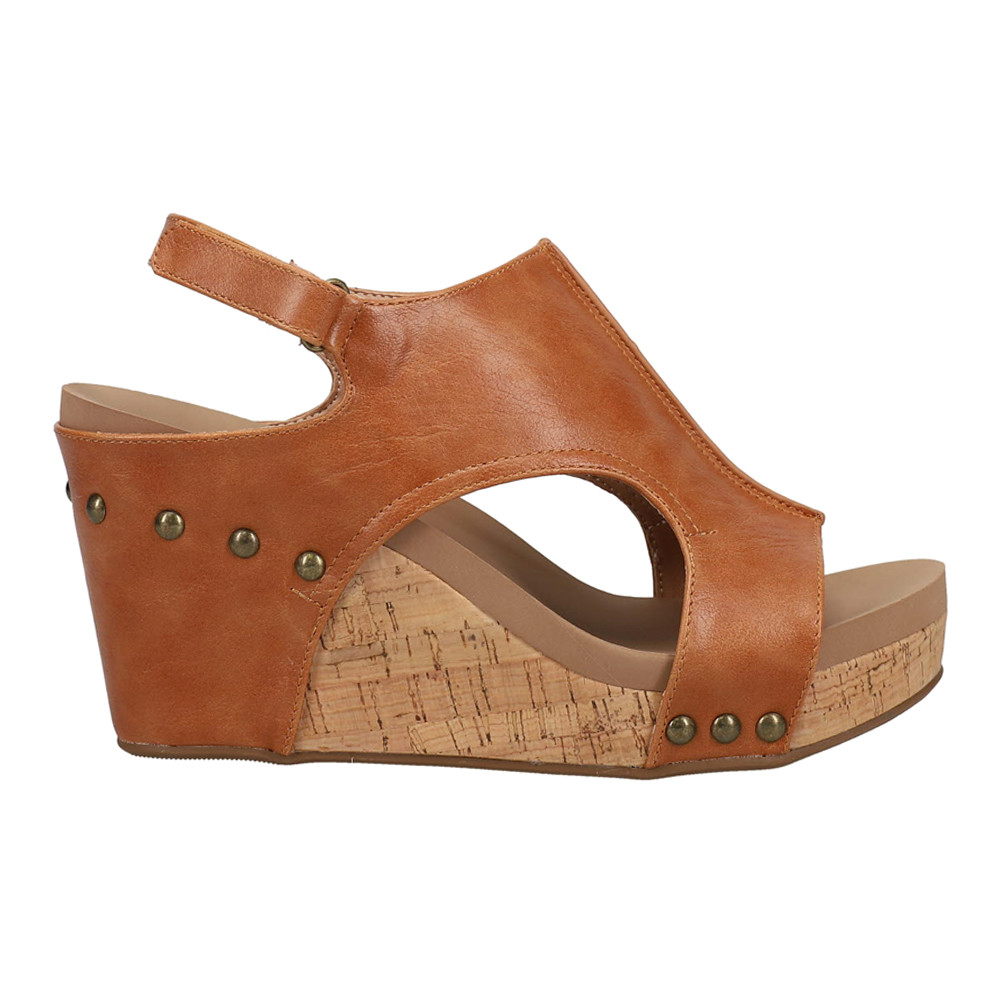 Corkys Tiffanee Brown Studded Wedge Sandals for Women 41-0266-COGN