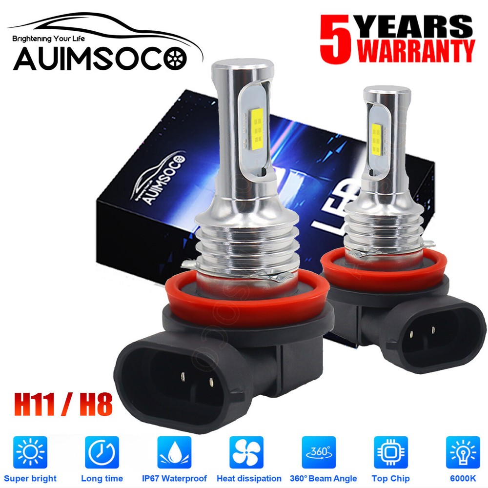 2X H8 H11 LED Fog Light Bulbs 6000K White High Power DRL Lamps