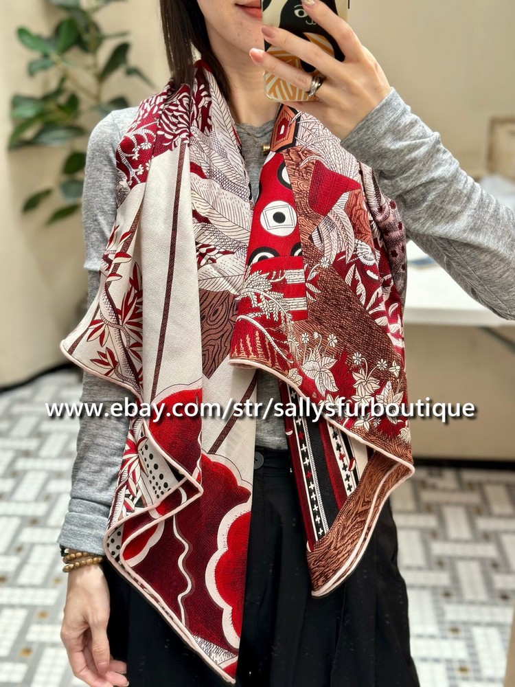 70% Cashmere 30% Silk Moon Night Print Square Scarf Stole Shawl 53