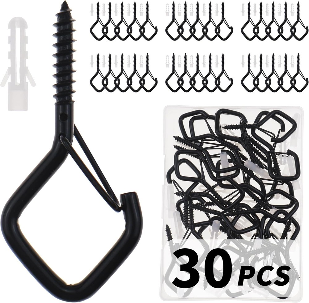 10/30 PCS Cup Hooks with Safety Buckle - Windproof Screw-in Hangers for Secure Hanging