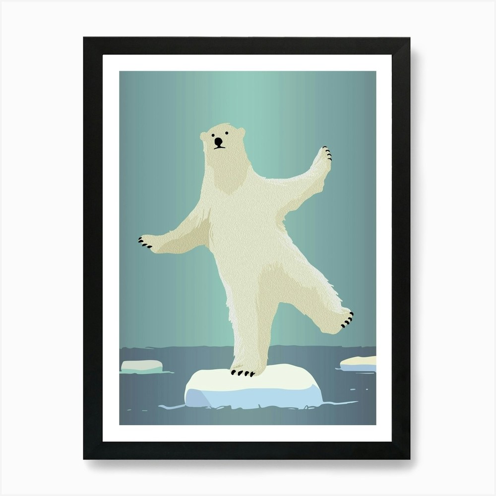 Polar Bear on Iceberg Framed Wall Art Canvas Print Poster
