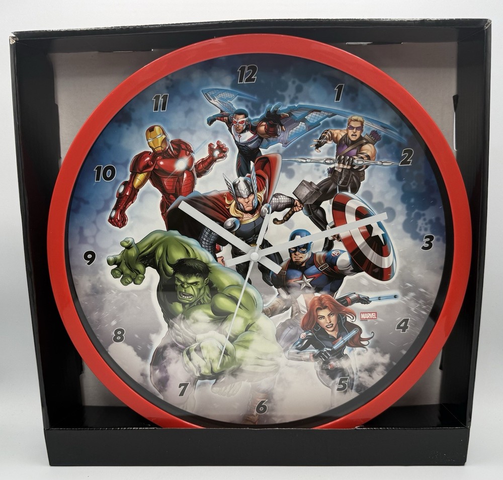Marvel Avengers Superheroes Wall Clock Room Decor  12” New