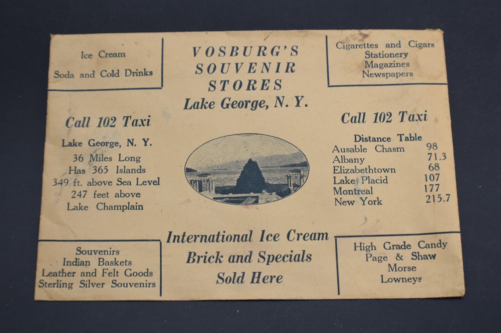 Vosburg's Souvenir Stores, Lake George, NY Envelope