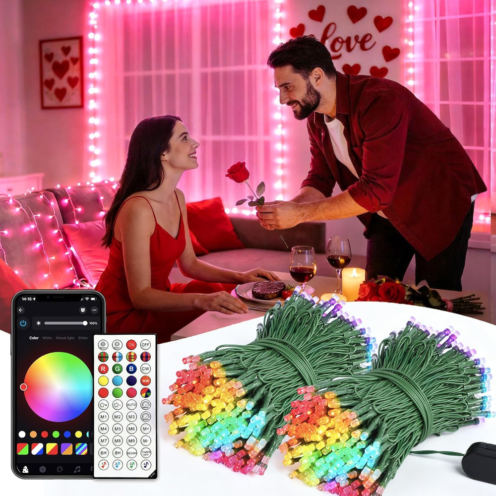Smart Valentine'S Day Lights with 300 LED, 98 FT Indoor Color Changing Christmas