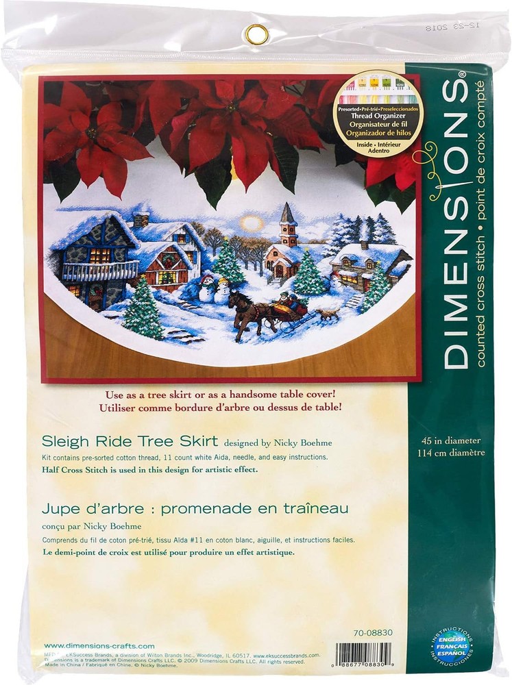 Dimensions Counted Cross Stitch Tree Skirt Kit, Sleigh Ride, 11 multi-colored